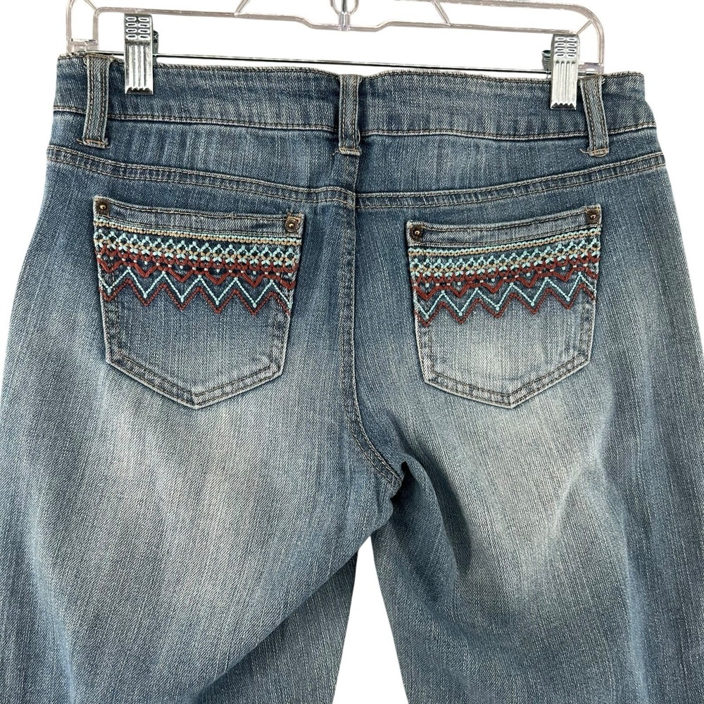 Bongo Embroidered Distressed Skinny Jeans Junior Womens Size‎ 5 30x29.5 Y2K